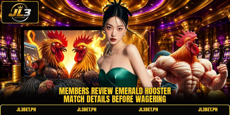 Members review emerald rooster match details before wagering Members review emerald rooster match details before wagering